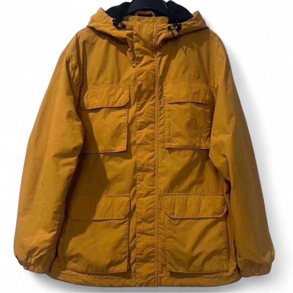 H&M Mustard Yellow Hooded Utility Jacket | Lined | Size XL